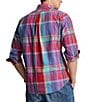 Color:Red/Blue Multi - Image 2 - Classic Fit Plaid Oxford Long Sleeve Woven Shirt