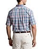 Color:Pink/Blue - Image 2 - Classic Fit Plaid Performance Stretch Short Sleeve Twill Woven Shirt