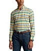 Color:Yellow/Blue Multi - Image 1 - Classic Fit Plaid Performance Stretch Twill Long Sleeve Button Front Shirt