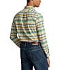 Color:Yellow/Blue Multi - Image 2 - Classic Fit Plaid Performance Stretch Twill Long Sleeve Button Front Shirt