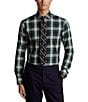 Color:Navy/Green Multi - Image 1 - Classic-Fit Sanded Twill Plaid Long Sleeve Woven Shirt
