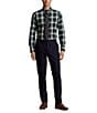 Color:Navy/Green Multi - Image 3 - Classic-Fit Sanded Twill Plaid Long Sleeve Woven Shirt