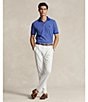 Color:Magnolia Deco Heritage Blue - Image 4 - Classic Fit Soft Cotton Short Sleeve Polo Shirt