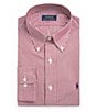 Color:Burgundy/White - Image 1 - Classic Fit Stretch Point Collar Striped Poplin Dress Shirt