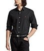 Color:Polo Black - Image 1 - Classic Fit Stretch Poplin Long Sleeve Woven Shirt