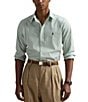 Polo Ralph Lauren Classic-Fit Stretch Stripe Poplin Long Sleeve Woven Shirt, Color:Granite Green/White - Image 1