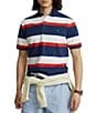 Color:Tomato Multi - Image 1 - Classic-Fit Stripe Short-Sleeve Mesh Polo Shirt