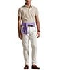 Polo Ralph Lauren Classic Fit Striped Tipped Stretch Mesh Short Sleeve Polo Shirt, Color:Classic Khaki/White - Image 3