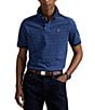 Polo Ralph Lauren Classic Fit Thin Striped Mesh Short Sleeve Polo Shirt, Color:Fog Blue Heather/Newport Navy - Image 1