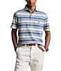 Color:Patina Stripe - Image 1 - Classic Fit Striped Mesh Short Sleeve Polo Shirt
