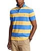 Color:Fall Yellow/Summer Blue - Image 1 - Classic-Fit Striped Mesh Short Sleeve Polo Shirt