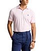 Color:Garden Pink/White - Image 1 - Classic Fit Striped Oxford Mesh Short Sleeve Polo Shirt
