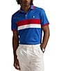 Polo Ralph Lauren Classic Fit Striped Soft Cotton Short Sleeve Racing Polo Shirt, Color:Heritage Blue Multi - Image 1