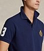 Color:Newport Navy - Image 4 - Classic Fit Triple Pony Mesh Short Sleeve Polo Shirt