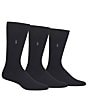 Polo Ralph Lauren Combed Assorted Color Cotton Dress Socks 3-Pack, Color:Black - Image 1