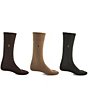 Color:Brown Assortment - Image 2 - Combed Cotton Dress Socks 3-Pack