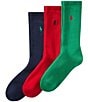 Polo Ralph Lauren Cushioned Rib Crew Socks 3-Pack, Color:Green - Image 1