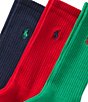 Polo Ralph Lauren Cushioned Rib Crew Socks 3-Pack, Color:Green - Image 2