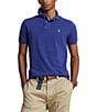 Color:Beach Royal - Image 1 - Custom Slim Fit Solid Mesh Polo Shirt
