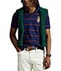 Polo Ralph Lauren Custom Slim Fit Bear Mesh Stripe Short Sleeve Polo Shirt, Color:Newport Navy - Image 1