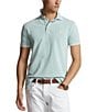 Color:Celadon - Image 1 - Custom Slim Fit Stretch Mesh Short Sleeve Polo Shirt