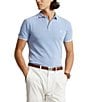 Color:New England Blue/White - Image 1 - Custom Slim Fit Stretch Mesh Short Sleeve Polo Shirt