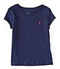 Color:Blue - Image 1 - Essential Little Girls 2T-6X Fitted Short-Sleeve Jersey Tee