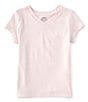 Color:Pink - Image 1 - Essential Little Girls 2T-6X Short-Sleeve V-Neck Logo T-Shirt