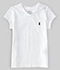 Color:White - Image 1 - Essential Little Girls 2T-6X Short-Sleeve V-Neck Logo T-Shirt