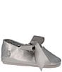 Color:Silver - Image 2 - Girls' Briley Satin Bow Ballet Crib Shoes (Infant)