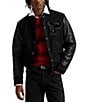 Polo Ralph Lauren Iconic Leather Letterman Jacket, Color:Polo Black - Image 1