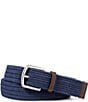 Color:Navy - Image 1 - Leather Trim Braided Belt