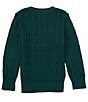 Color:Moss Agate - Image 2 - Little Boys 2T-7 Long Sleeve Cable Cotton-Knit Sweater