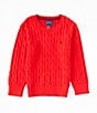 Color:RL 2000 Red - Image 1 - Little Boys 2T-7 Long Sleeve Cable Cotton-Knit Sweater