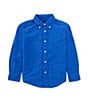Polo Ralph Lauren Little Boys 2T-7 Long Sleeve Garment-Dyed Oxford Shirt, Color:Travel Blue - Image 1