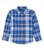 Color:Blue Multi - Image 1 - Little Boys 2T-7 Long Sleeve Plaid Poplin Shirt