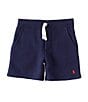 Color:Cruise Navy - Image 1 - Little Boys 2T-7 Mid-Rise Brushed Fleece Pull-On Shorts