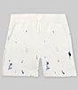 Color:Deckwash White - Image 1 - Little Boys 2T-7 Paint-Spatter Fleece Shorts