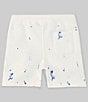 Color:Deckwash White - Image 2 - Little Boys 2T-7 Paint-Spatter Fleece Shorts