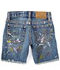 Color:Denim Wash - Image 2 - Little Boys 2T-7 Paint-Splatter Slim-Fit Denim Shorts