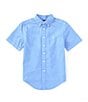 Color:Harbor Island Blue - Image 1 - Little Boys 2T-7 Short Sleeve Cotton Oxford Shirt