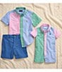 Color:GIngham - Image 3 - Little Boys 2T-7 Short-Sleeve Gingham Oxford Fun Shirt