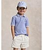 Polo Ralph Lauren Little Boys Short Sleeve Oxford Mesh Polo Shirt, Color:Harbor Island Blue - Image 2