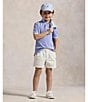 Polo Ralph Lauren Little Boys Short Sleeve Oxford Mesh Polo Shirt, Color:Harbor Island Blue - Image 3