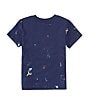Color:Newport Navy - Image 2 - Little Boys 2T-7 Short Sleeve Paint Splatter Logo Jersey T-Shirt