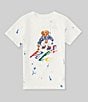 Color:Deckwash White - Image 1 - Little Boys 2T-7 Short Sleeve Paint Splatter Printed/Polo Bear Jersey Graphic T-Shirt