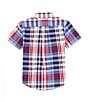 Color:Blue/Red Multi - Image 2 - Little Boys 2T-7 Short-Sleeve Plaid Poplin Shirt