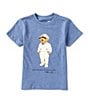 Color:Blue Heather - Image 1 - Little Boys 2T-7 Short Sleeve Polo Bear Jersey T-Shirt