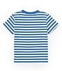 Color:Paris Bear New England Blue - Image 2 - Little Boys 2T-7 Short Sleeve Polo Bear Graphic Striped Jersey T-Shirt