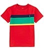 Color:RL2000 Red Multi - Image 1 - Little Boys 2T-7 Short Sleeve Striped Jersey T-Shirt